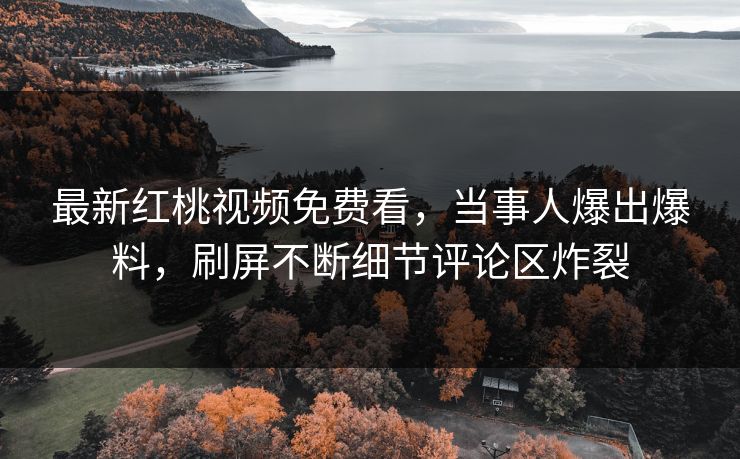 最新红桃视频免费看，当事人爆出爆料，刷屏不断细节评论区炸裂