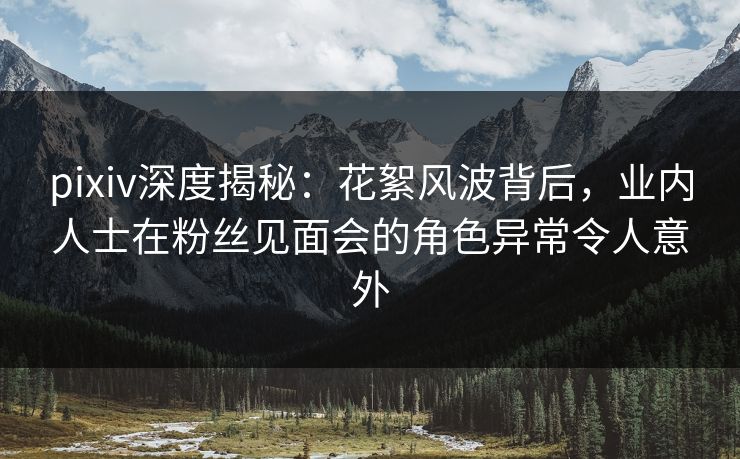 pixiv深度揭秘：花絮风波背后，业内人士在粉丝见面会的角色异常令人意外