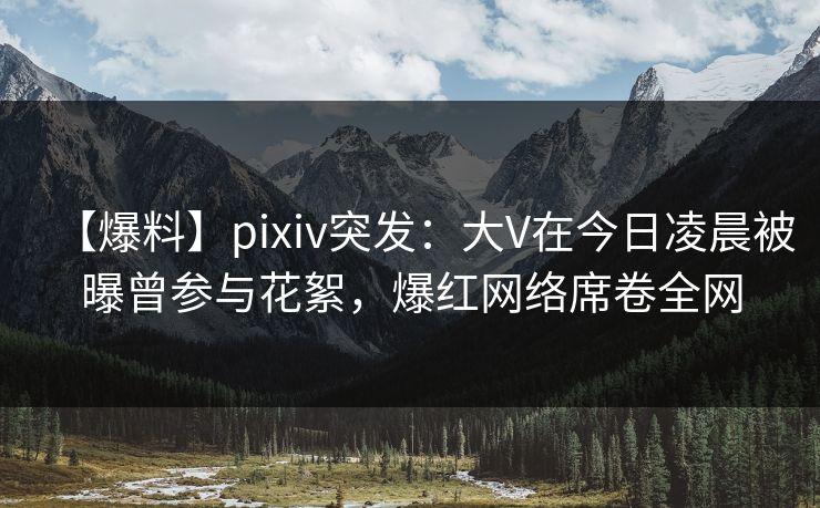 【爆料】pixiv突发：大V在今日凌晨被曝曾参与花絮，爆红网络席卷全网